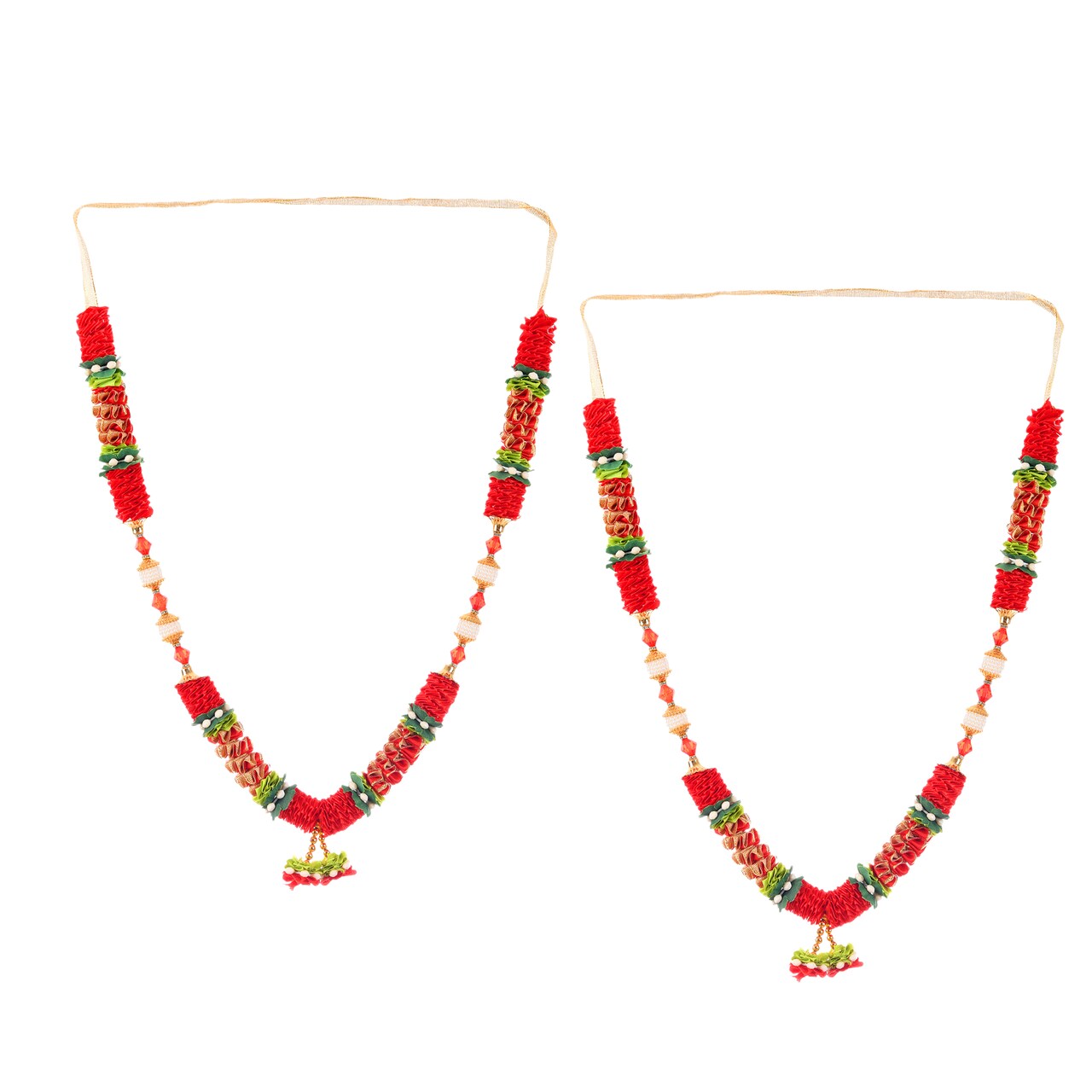 God Goddess Haar Mala Garland 16 - 17 Inch Reusable Satin Flower Mala for Idol Pooja, Temple Decor, Photo Frame Shringar Garland
